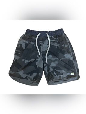 Vuori Banks Shorts Mens Small Blue Camo V330 Boardshorts Performance Gym 7”
